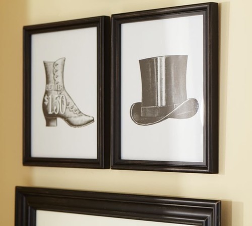 SET//2 NEW Pottery Barn FRAMED VINTAGE VICTORIAN BLACK /& WHITE PRINTS RETIRED!!!