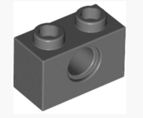 Ø4.9. Lot of 25 3700 _Dark Stone Grey 42411111_LEGO Technic Brick 1x2 