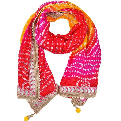 Jaipuri Rajasthani Women Silk Bandhani Bandhej Single-Colored Heavy Dupatta
