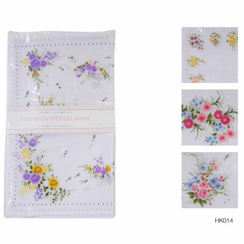 8 or 16 Pack Ladies Foxbury Handkerchiefs Hankies Floral Print Poly Cotton Gift