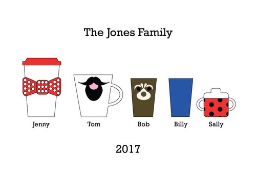 Mothers Day Birthday A4 Unframed Personalised Family Cup Print family tree