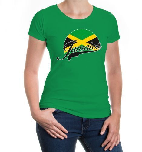 Damen Kurzarm Girlie T-Shirt Jamaika-Logo Karibik Insel Flagge flag holiday