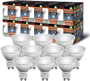 10x GU10 LED Bombillas 5W Blanco Frío Luz del día Brite-R 120 ° Viga Spot 6500K 400lm 90% 
