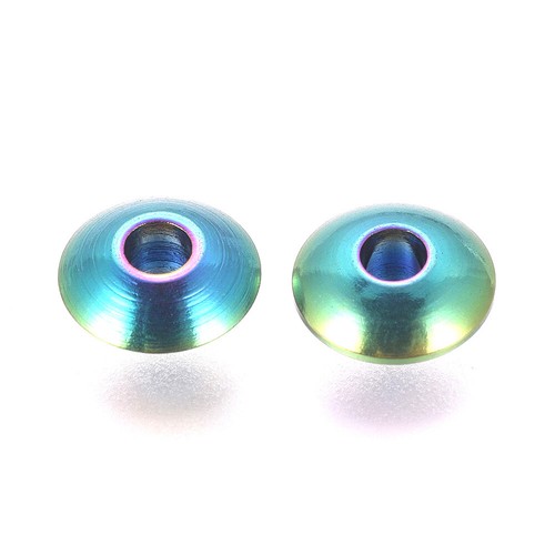 20pcs Multi-color 304 Stainless Steel Rondelle Beads Loose Spacer Beading 6~8mm