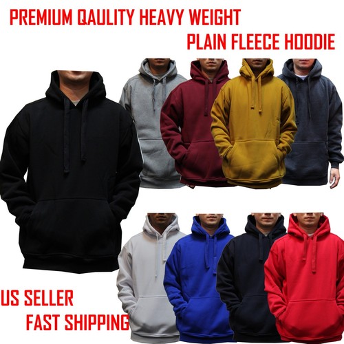 BIG AND TALL MEN Hooded Plain Black Sweatshirt Pullover Hoodie Fleece Blank
