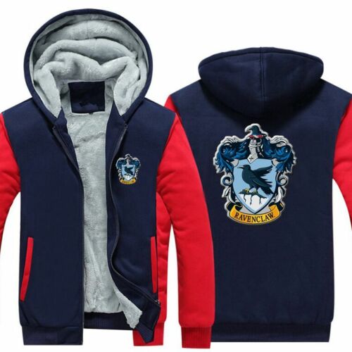 Hot Harry Potter Ravenclaw Winter Hoodie Cosplay Warm Zipper Jacket Sweatshirt