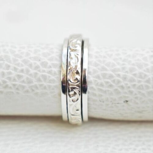 925 Sterling Silver Band Spinner Ring Jewelry Meditation Handmade All Size T-11