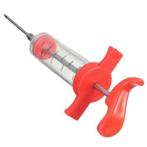 Marinade Flavour Injector Syringe Seasoning Sauce Turkey BBQ Meat w// 5 Needles
