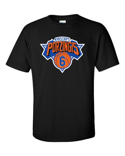 BLACK Kristaps Porzingis New York Knicks /"Logo/" T-shirt S-5XL
