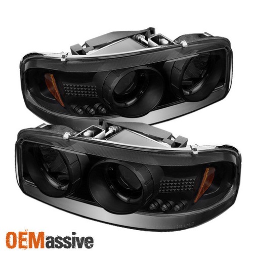 Details about / Fits 99-06 Sierra Yukon Truck Black Smoked Dual Halo Projector LED Headlights