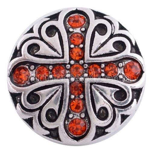 Red Rhinestone Cross 20mm Snap Interchangeable Charm For Ginger Snaps Jewelry