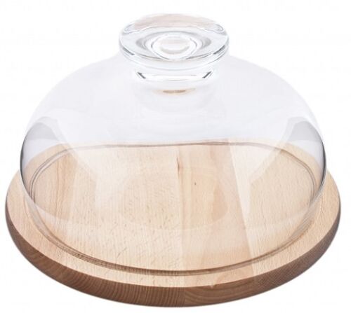 cloche en verre avec planche à découper 25cm DE FROMAGE Dôme à gâteau bois 