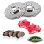 Front Calipers and Rotors Ceramic Pads For IMPALA MONTE CARLO DEVILLE BONNEVILLE