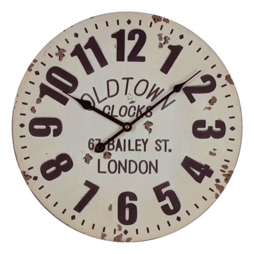Rustique Deboss Old Town ajourées numéros Ronde Horloge Murale