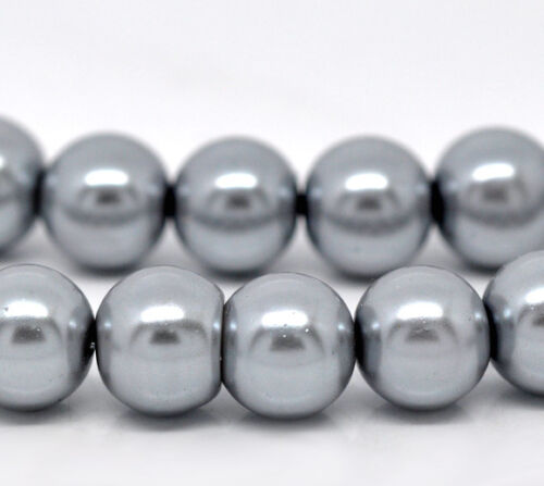 STRAND GREY PEARL ROUND GLASS BEADS APPROX 110 BEADS 8mm~Bracelet~Necklace 78D 