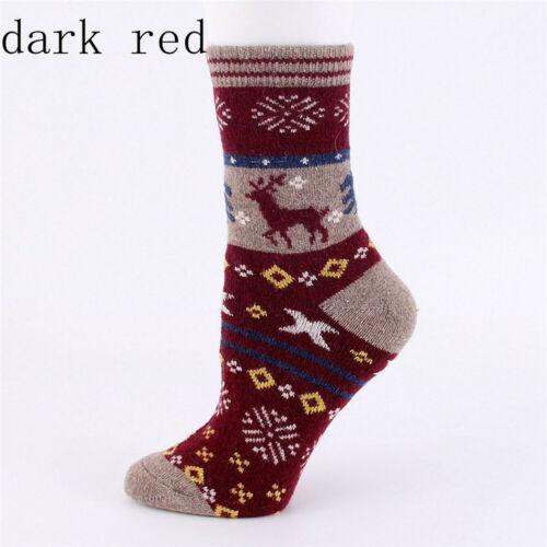 Unisex Winter Warm Wool Socks Christmas Deer Cashmere Hosiery Xmas Stocking UK