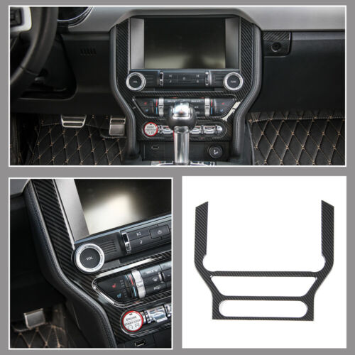 Carbon Fiber Multimedia Central Control Panel Cover Bezel For Ford Mustang 2015+