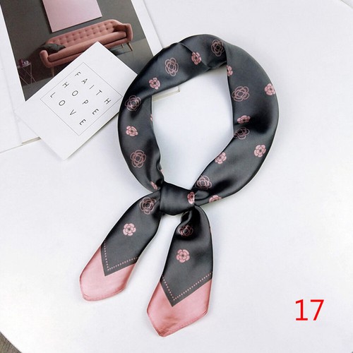 Head Neck Tie Bandana Silk Feel Satin Floral Print Square Scarf Small Scarves
