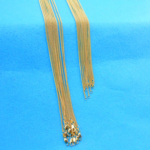 1X Wholesale Making Jewelry 18K Gold Filled Flat Curb Necklaces Chains Pendants 