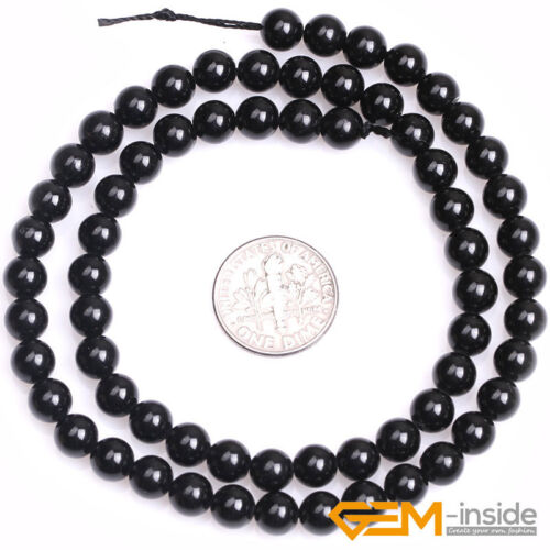 Natural Black Tourmaline Gemstone Round Beads For Jewelry Making 15/"6mm 8mm 10mm