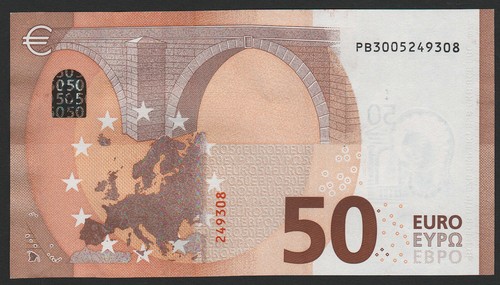 Mario Draghi 50 euro banknote 2017 UNC Prefix-P Netherlands sign