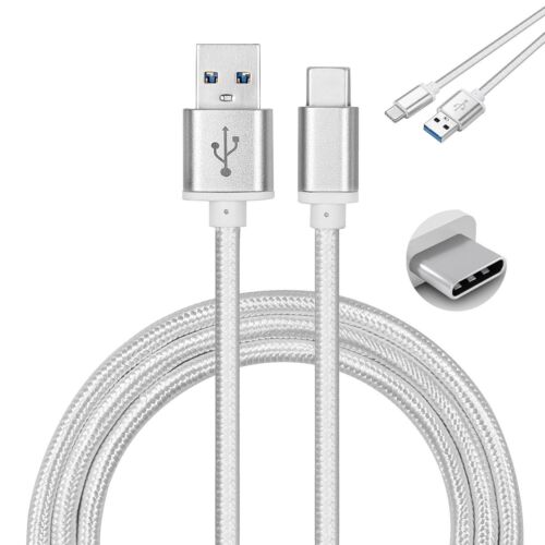 Câble de charge rapide USB type C blanc nylon pour mobile Xiaomi MI Mix 2S 1m 