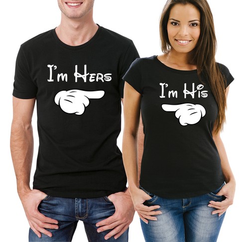 His and Her T-shirts set I/'m Hers and I/'m His with mickey pointing hands