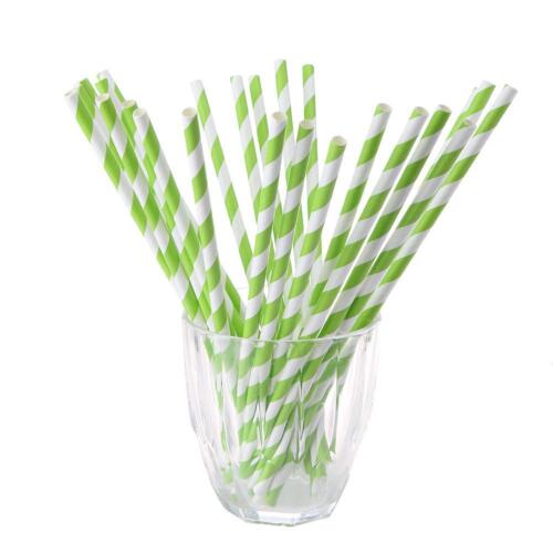 25pcs Disposable Striped Kraft Paper Drinking Straw Birthday Party Xmas Supplies