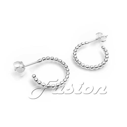 Solid .925 Sterling Silver Bead Hoop Creole Earrings E102