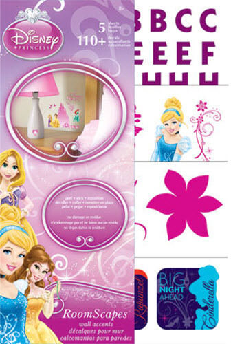 DISNEY PRINCESSES wall stickers over 140 decals mini roomscapes decor letters 