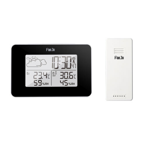 LCD Funkuhr Wetterstation Wettervorhersage Thermometer Barometer mit AuГџensensor 