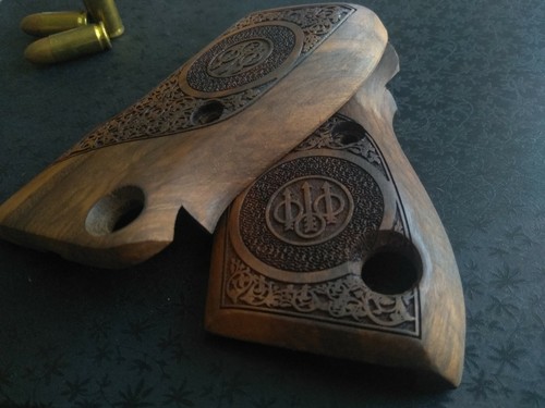 Beretta M 1951 walnut wood grips Helwan 951 tariq brigadier unoiled grip set