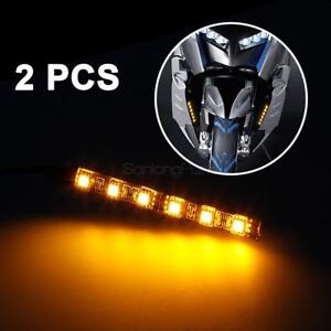 2pcs 6 LED Motorcycle Turn Signals Flexible Strip Blinkers Slim Flush Tail Light