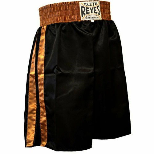 Nuovo Cleto Reyes Professionale Pantaloncini Boxe Nero Satinato//Oro