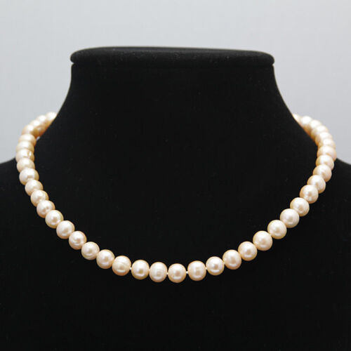 New 7-8mm Pink Cultured Akoya Pearl Necklace 18'' AA+ 