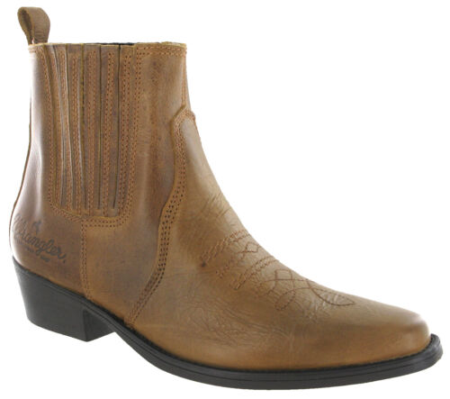 Wrangler Western Cowboy Boots Tex Mid Leather Twin Gusset Cuban Heel UK 7-12