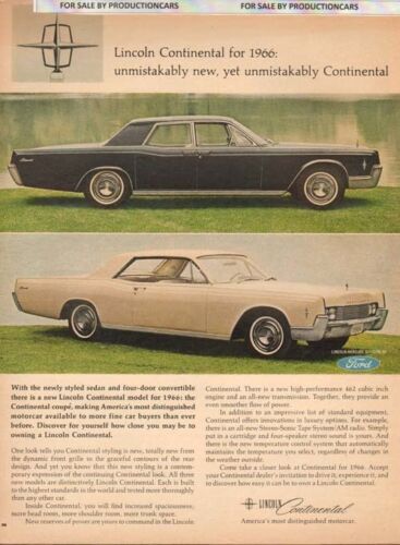 Classic 10x13 Vintage Advertisement Ad LG8 1966 Lincoln Continental Ford 4d