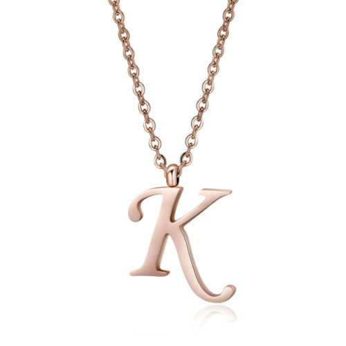 NP356K NEW Quality TT Rose Gold S.Steel Inital Letter K Pendant Necklace