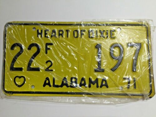 Details about  / ALABAMA Vintage expired LICENSE PLATE 1971 HEART OF DIXIE Yellow NOS