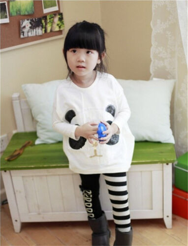 Toddler Infant Girls Outfits Panda Coat Striped Pants Kids Clothes Set 2pcs
