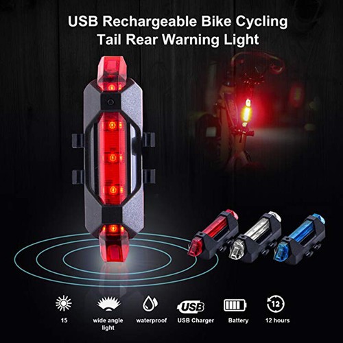 Luz trasera LED recargable para bicicleta luz de seguridad trasera USB luz de