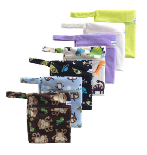 water proof Wet bags zippered in Fleecy or Smooth outer holds 10 to 12 nappies