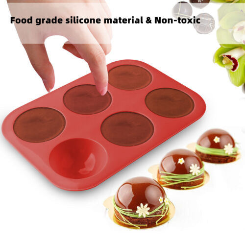 6 Cavity Half Ball Sphere Cake Silicone Molds//3D Heart Shape Mould Baking Tray