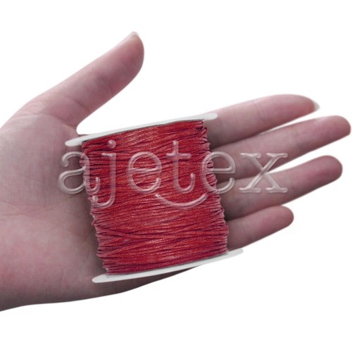 1 Roll 70M Waxed Cotton Cord Jewellery Craft Beading Thread Thong 1x1mm Red