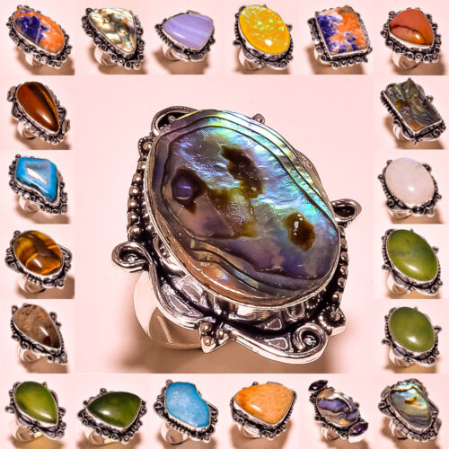 Christmas!!!Free Shipping mix-Stone 925 Silver Gemstone Jewelry Rings 
