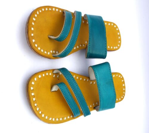 Details about   Womens slippers Leather sandals shoes flip flops flats indian chappals us 13 