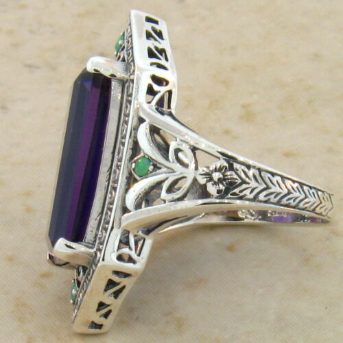 HYDRO AMETHYST & OPAL ANTIQUE DESIGN .925 STERLING SILVER RING SIZE 7,#490 6 CT
