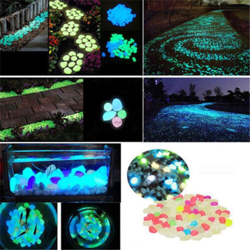 50Pcs Glow In The Dark Pebble Stones Luminous Garden Walkway Flower Bed ORNATE