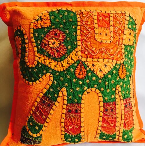 Cushion Covers 16x16" Indian Heavy cotton Patchwork Square Stripes 40cm elephant 