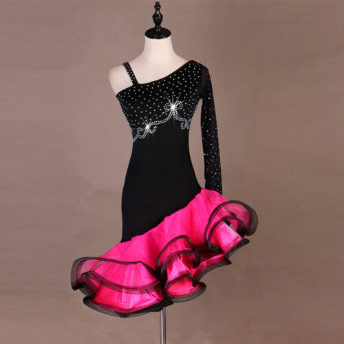 Latin Dance Dress Salsa Tango Cha cha Ballroom Rhinestone Competition Dress 367